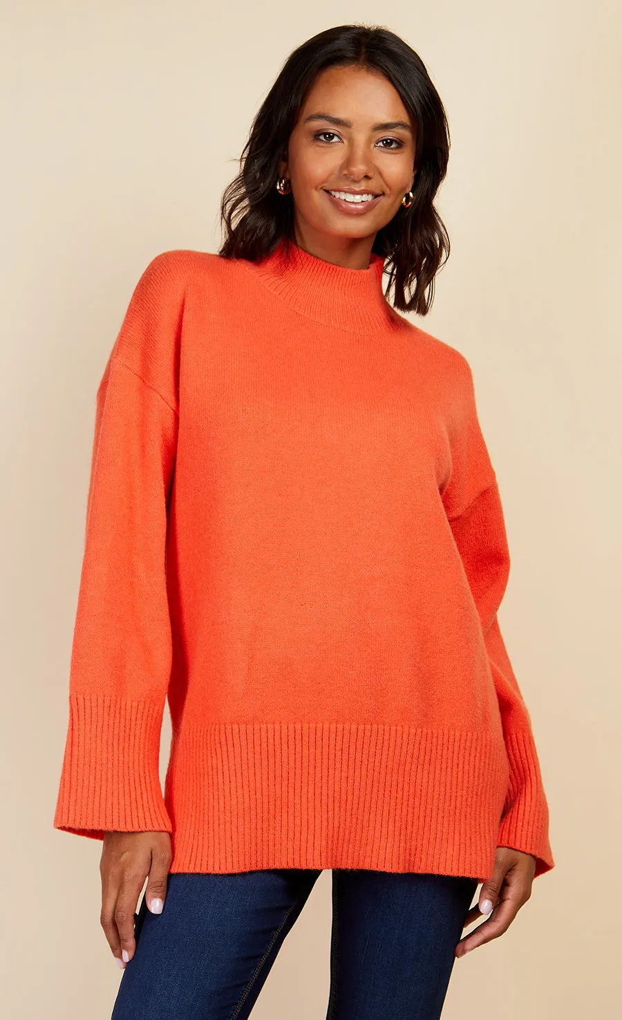 Orange High Neck Knit Jumper by Vogue Williams