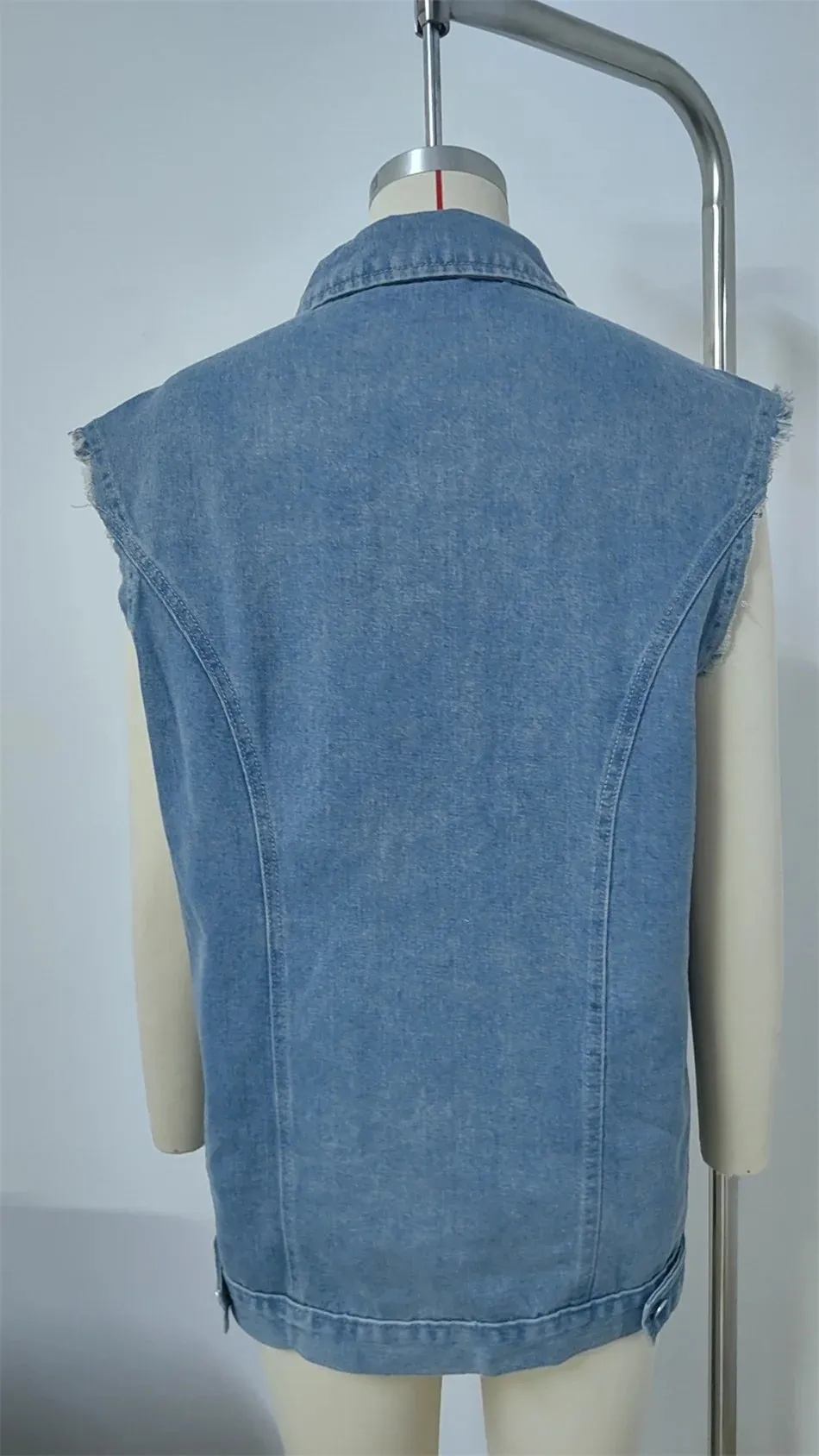 Oversized Classic Denim Vest – Biker Look Design