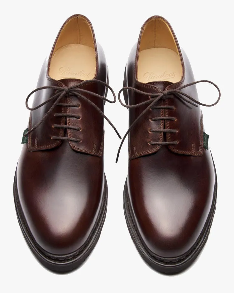 Paraboot Arles Plain Toe Derby Shoe - Lisse Ecorce / Griff Marron