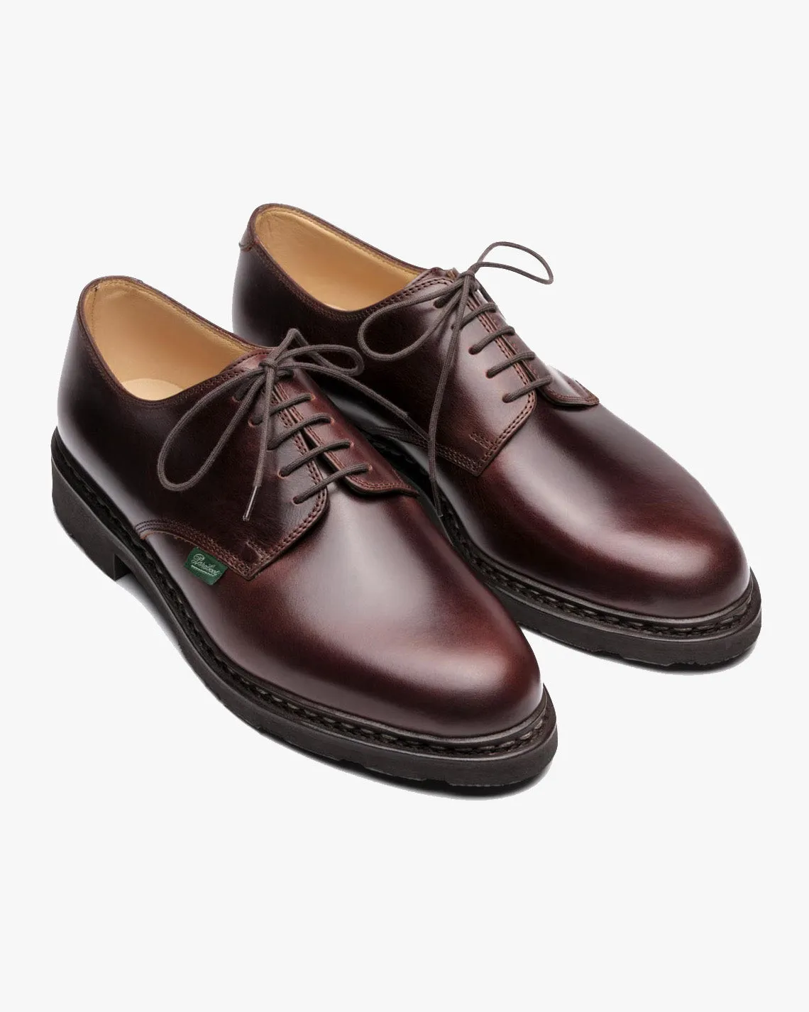 Paraboot Arles Plain Toe Derby Shoe - Lisse Ecorce / Griff Marron