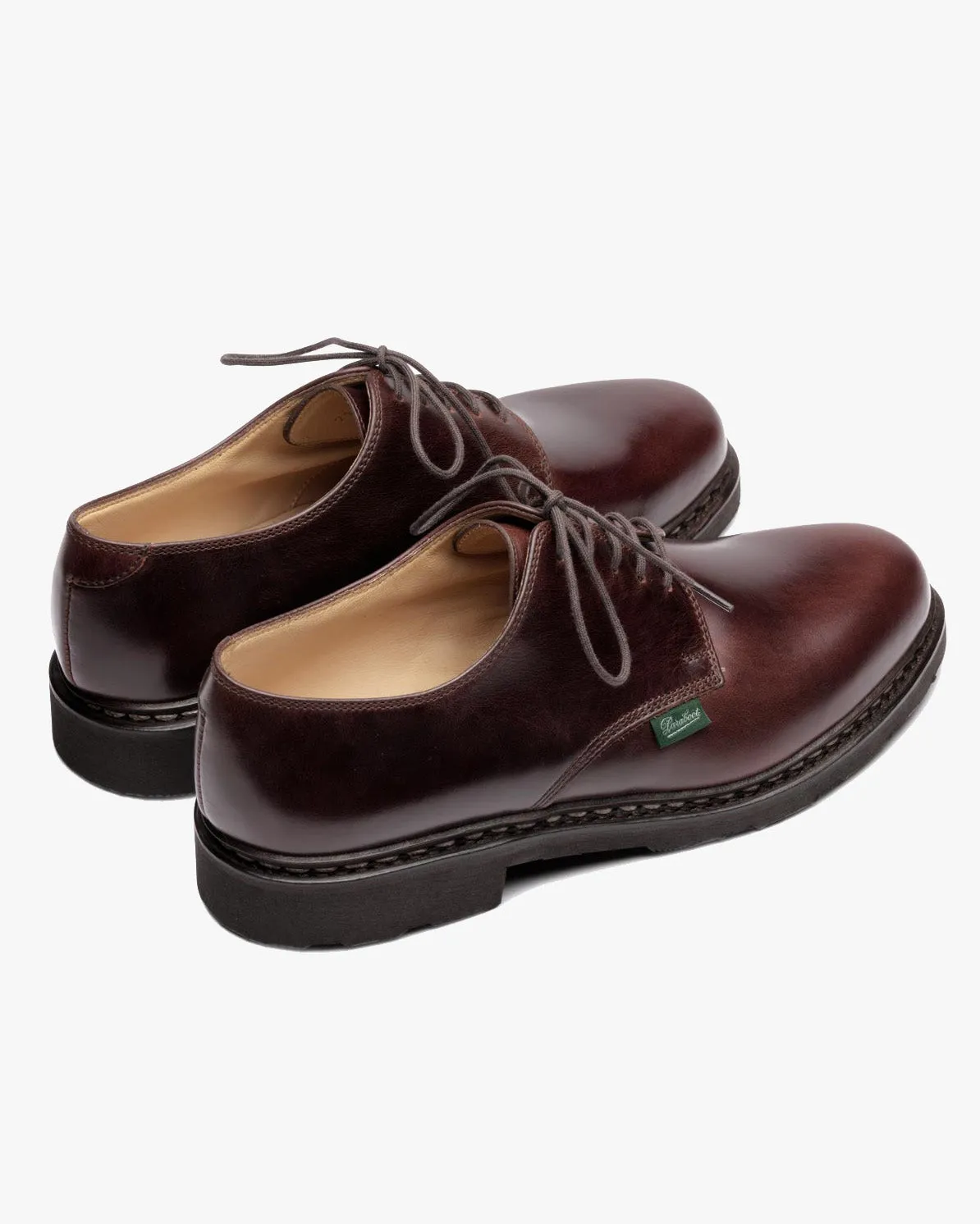 Paraboot Arles Plain Toe Derby Shoe - Lisse Ecorce / Griff Marron