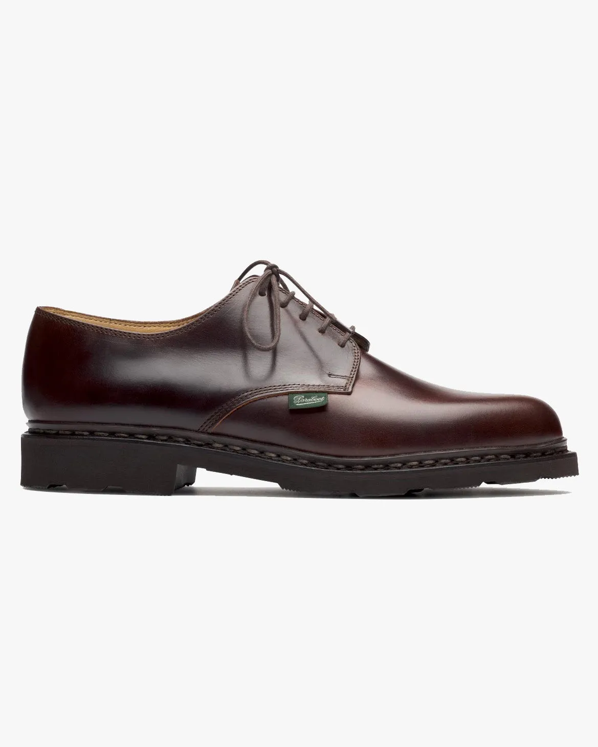 Paraboot Arles Plain Toe Derby Shoe - Lisse Ecorce / Griff Marron