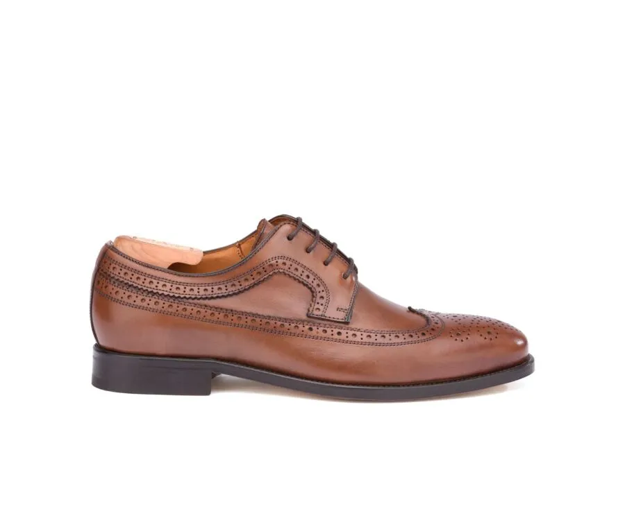 Patina Chestnut Derby Shoes - Leather outsole - TURNFORD