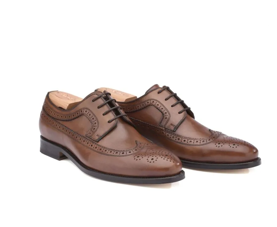 Patina Chestnut Derby Shoes - Leather outsole - TURNFORD