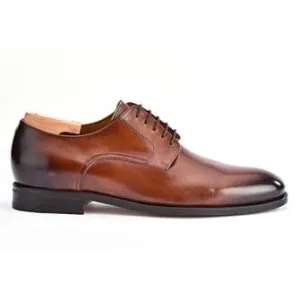 Patina Chestnut Leather Derby Shoes - PENFORD