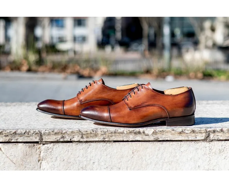 Patina Cognac Derby Shoes - GARSTON