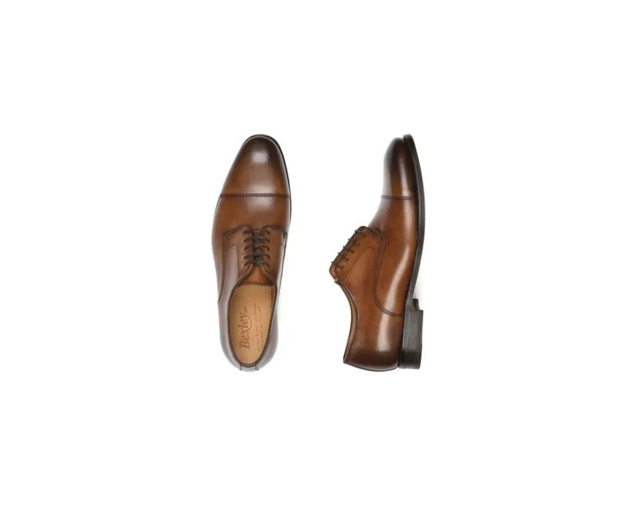 Patina Cognac Derby Shoes - Leather outsole - GILWELL