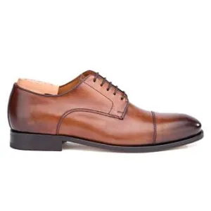 Patina Cognac Derby Shoes - Leather outsole - GILWELL