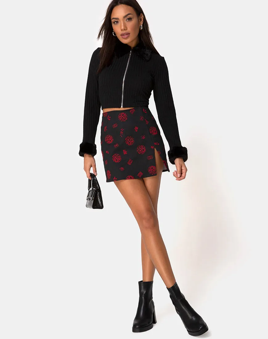 Pelmet Skirt in China Town Black Red