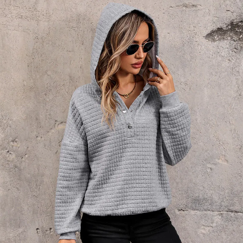 PEOPLETERRITORY Europe, America and New autumn waffle new long-sleeved autumn and winter loose sweater casual women's top