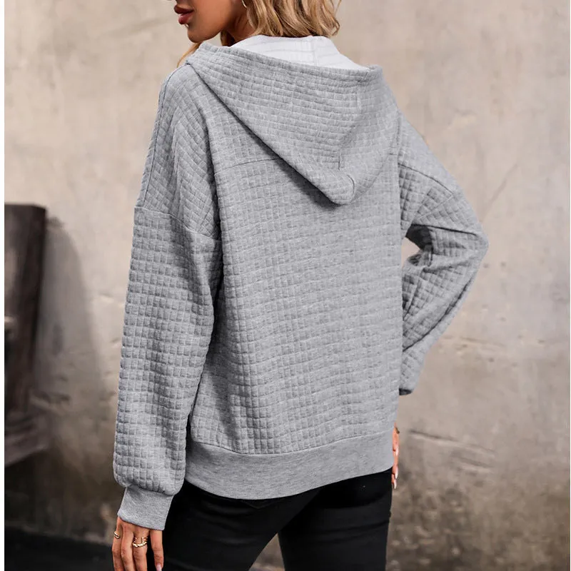 PEOPLETERRITORY Europe, America and New autumn waffle new long-sleeved autumn and winter loose sweater casual women's top