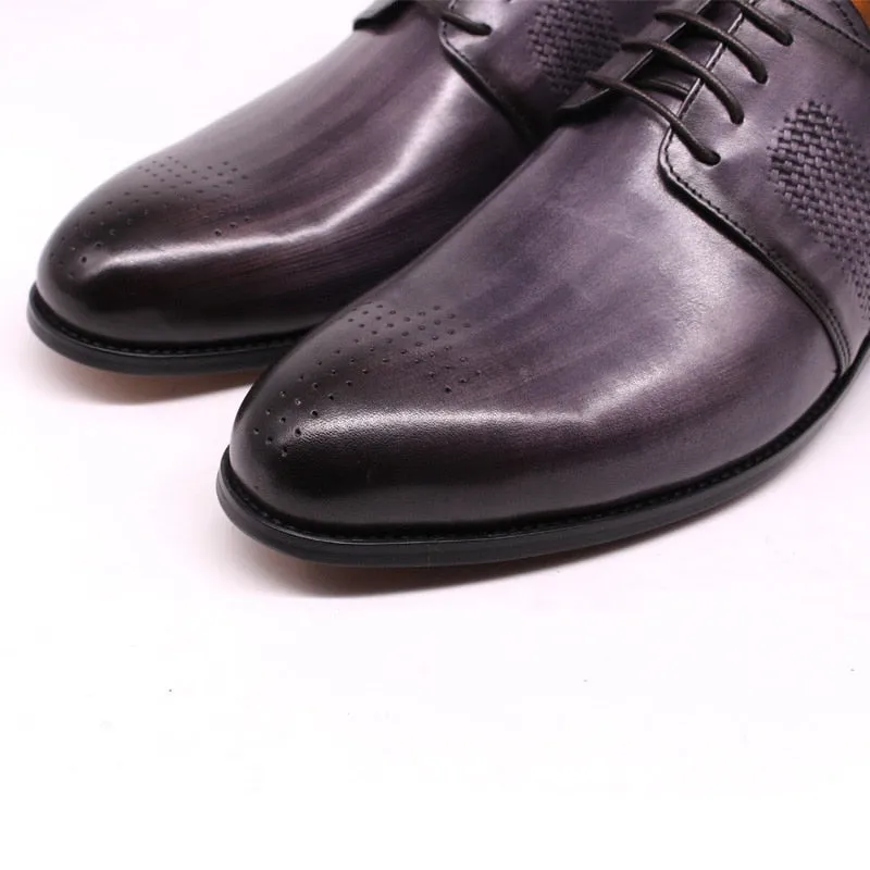 Perforated Leather Men Classic Look Derby Shoes