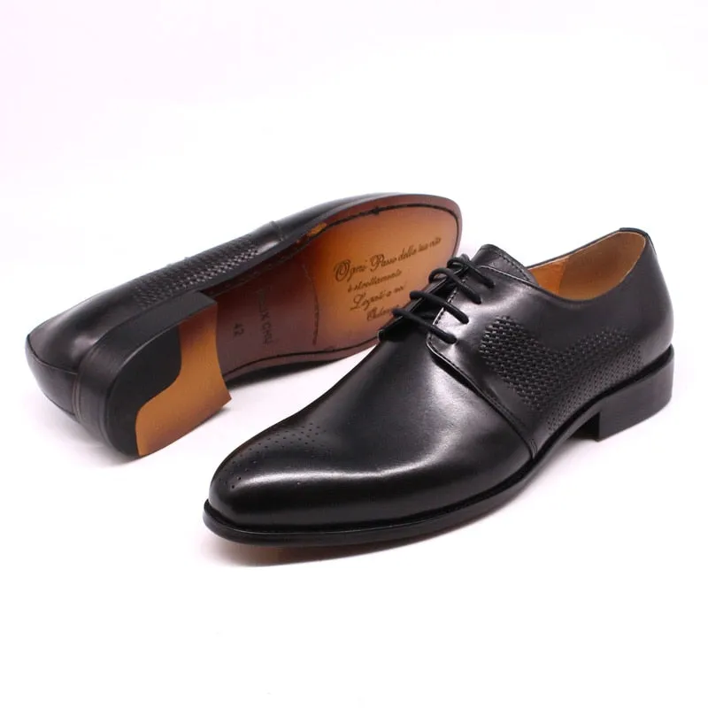 Perforated Leather Men Classic Look Derby Shoes