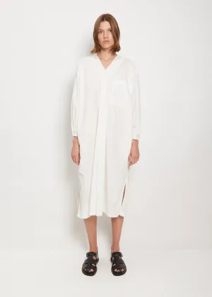 Pleated Sleeping Shirt Dress — White