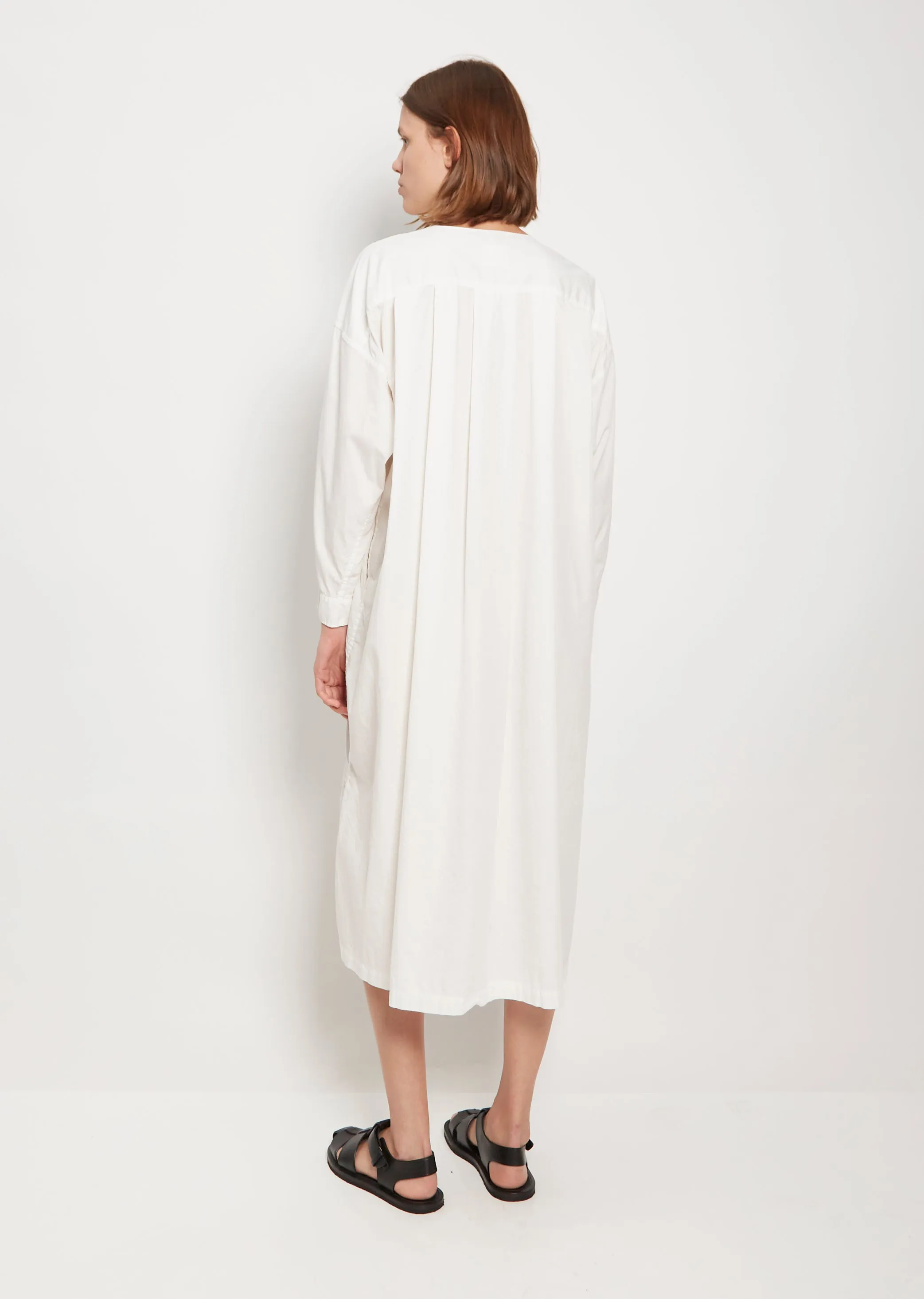 Pleated Sleeping Shirt Dress — White