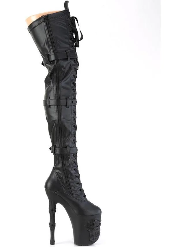 RAPTURE-3028 [Black Faux] | PLATFORM HEELS [PREORDER]