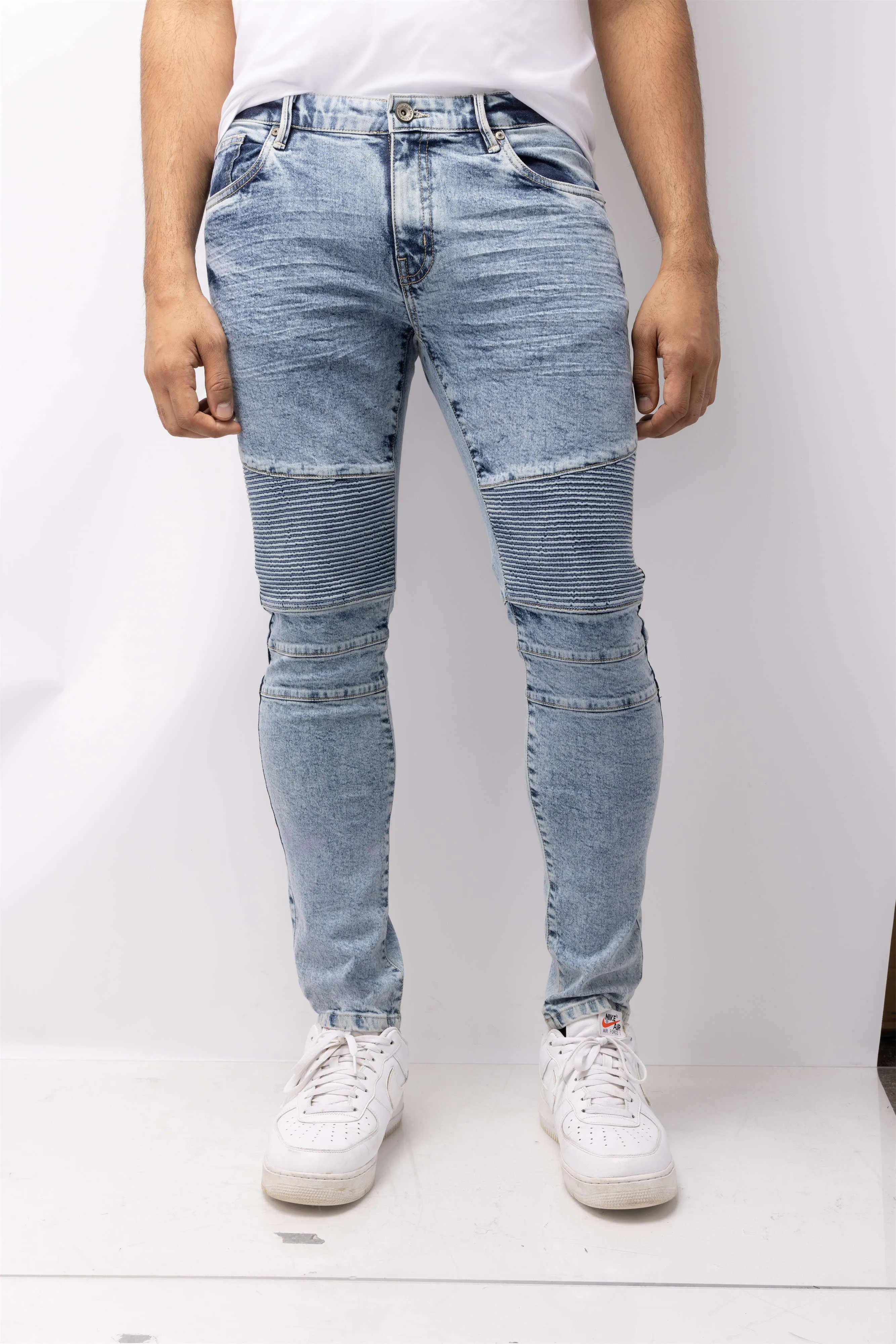 RAW X Men's Skinny Fit Flexible Moto Biker Jeans