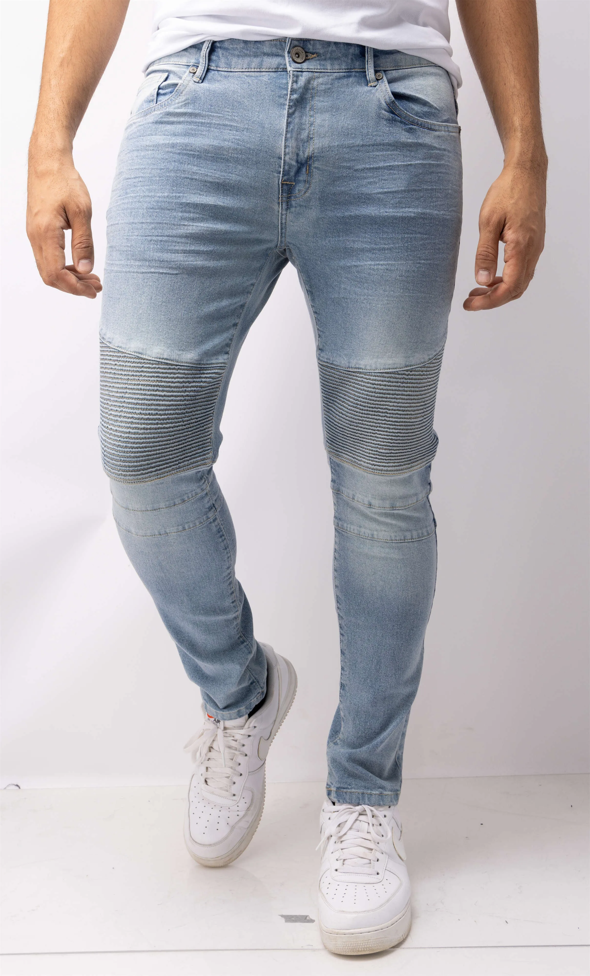 RAW X Men's Skinny Fit Flexible Moto Biker Jeans