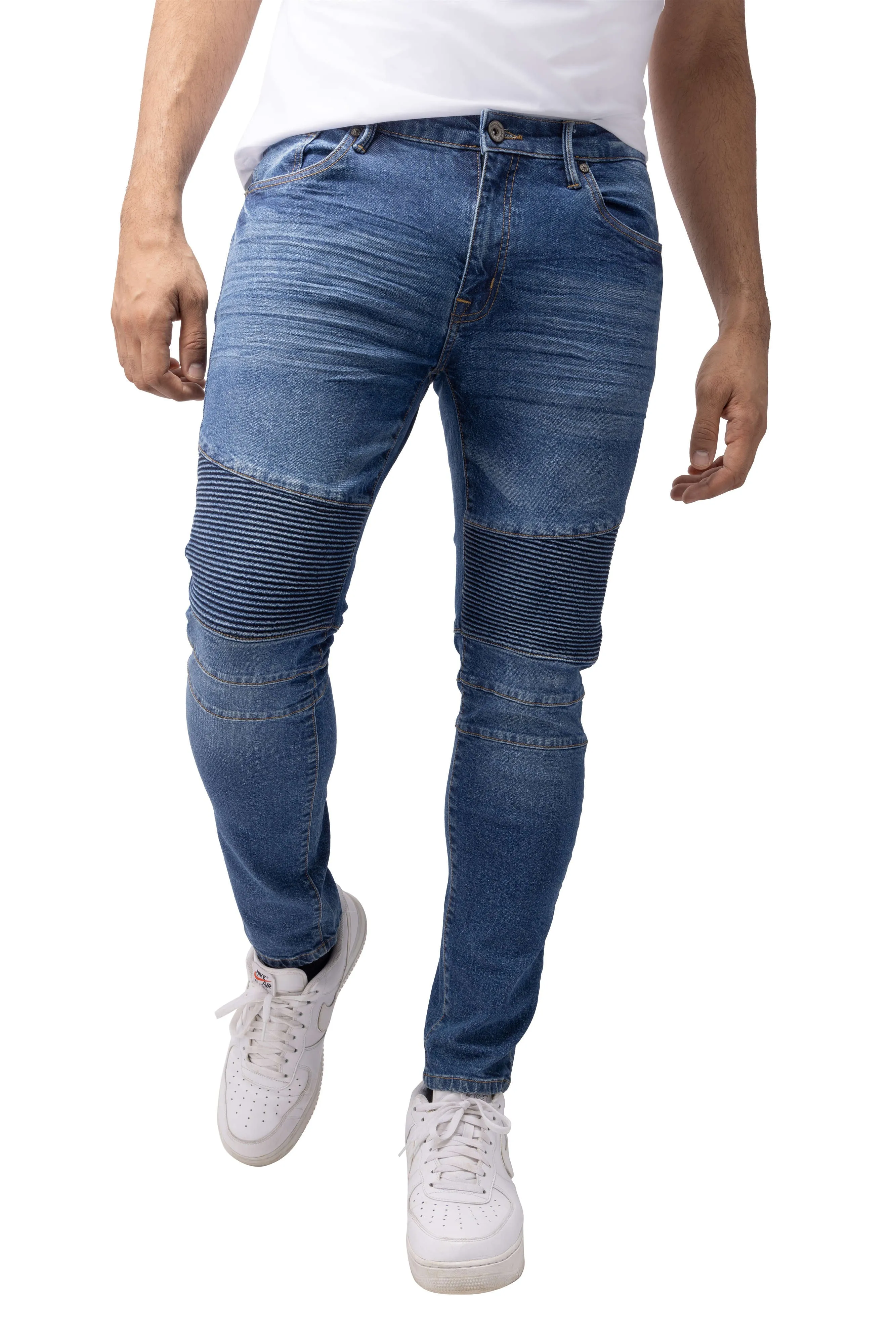 RAW X Men's Skinny Fit Flexible Moto Biker Jeans