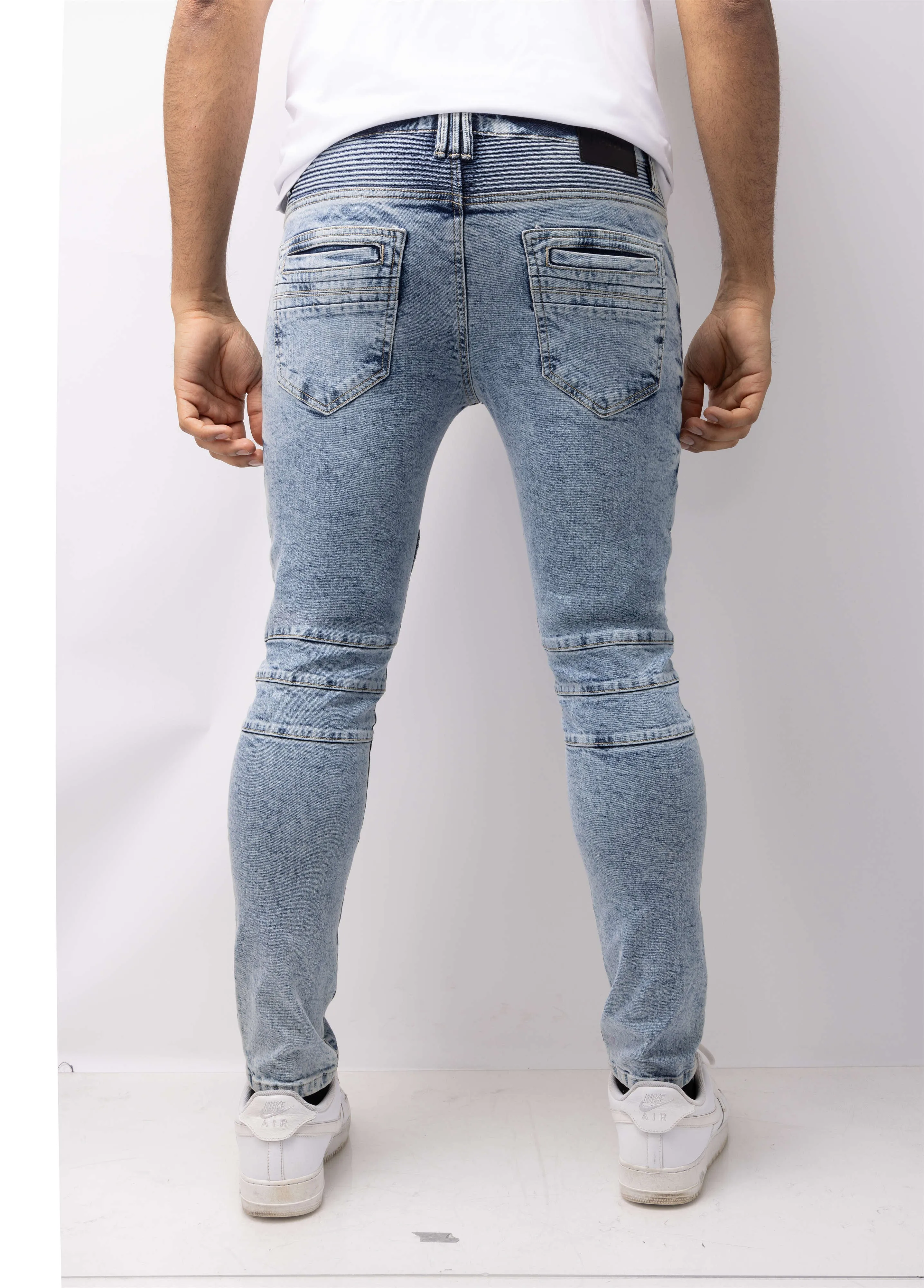 RAW X Men's Skinny Fit Flexible Moto Biker Jeans