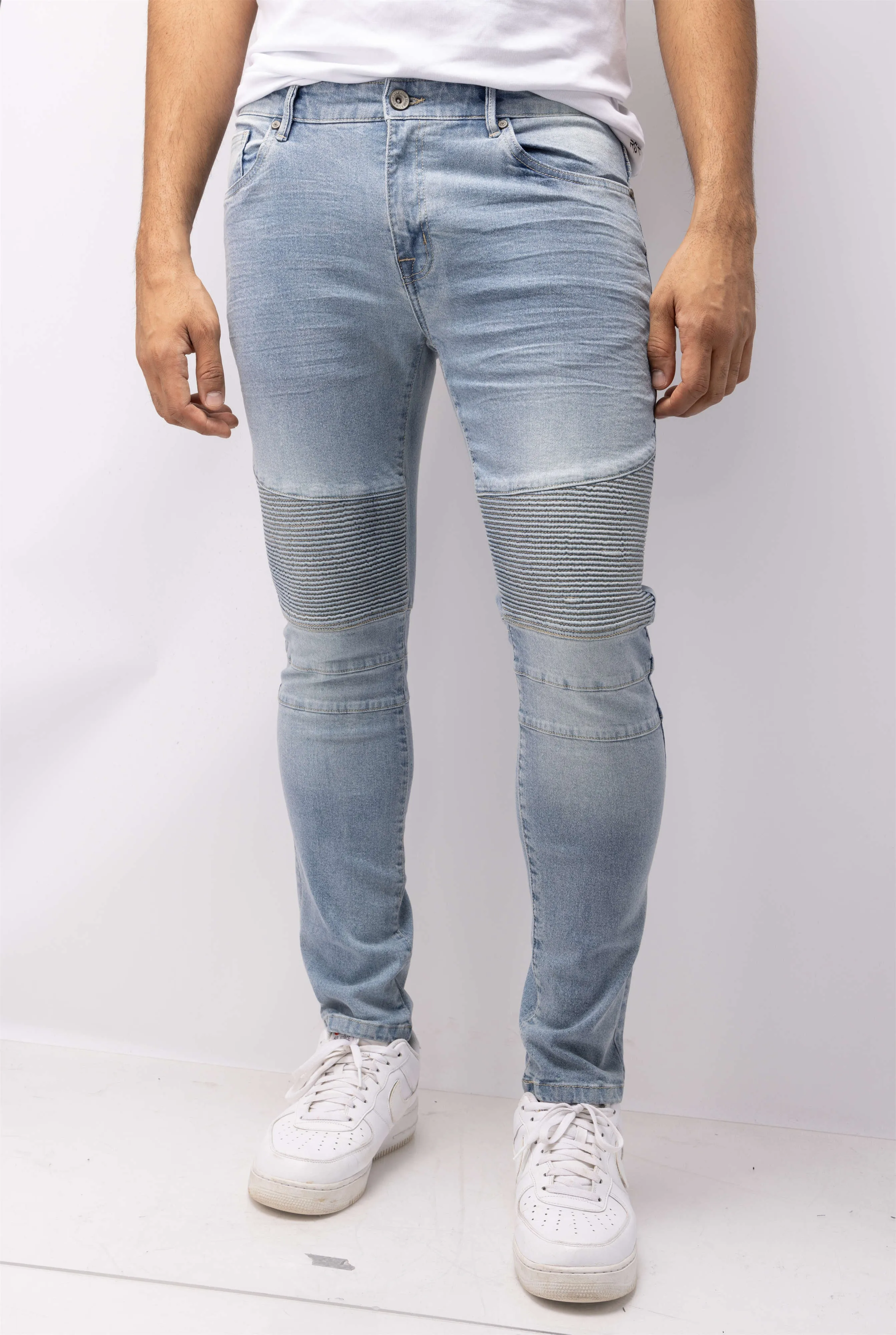 RAW X Men's Skinny Fit Flexible Moto Biker Jeans