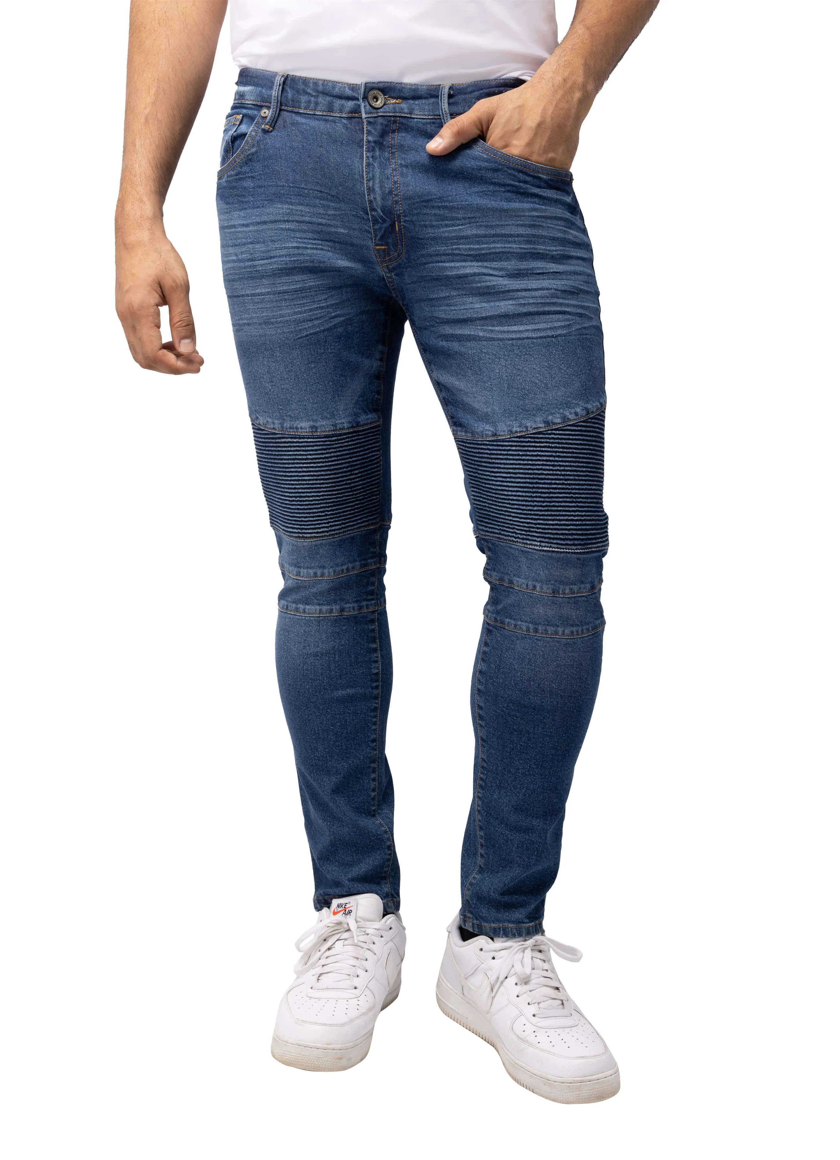 RAW X Men's Skinny Fit Flexible Moto Biker Jeans