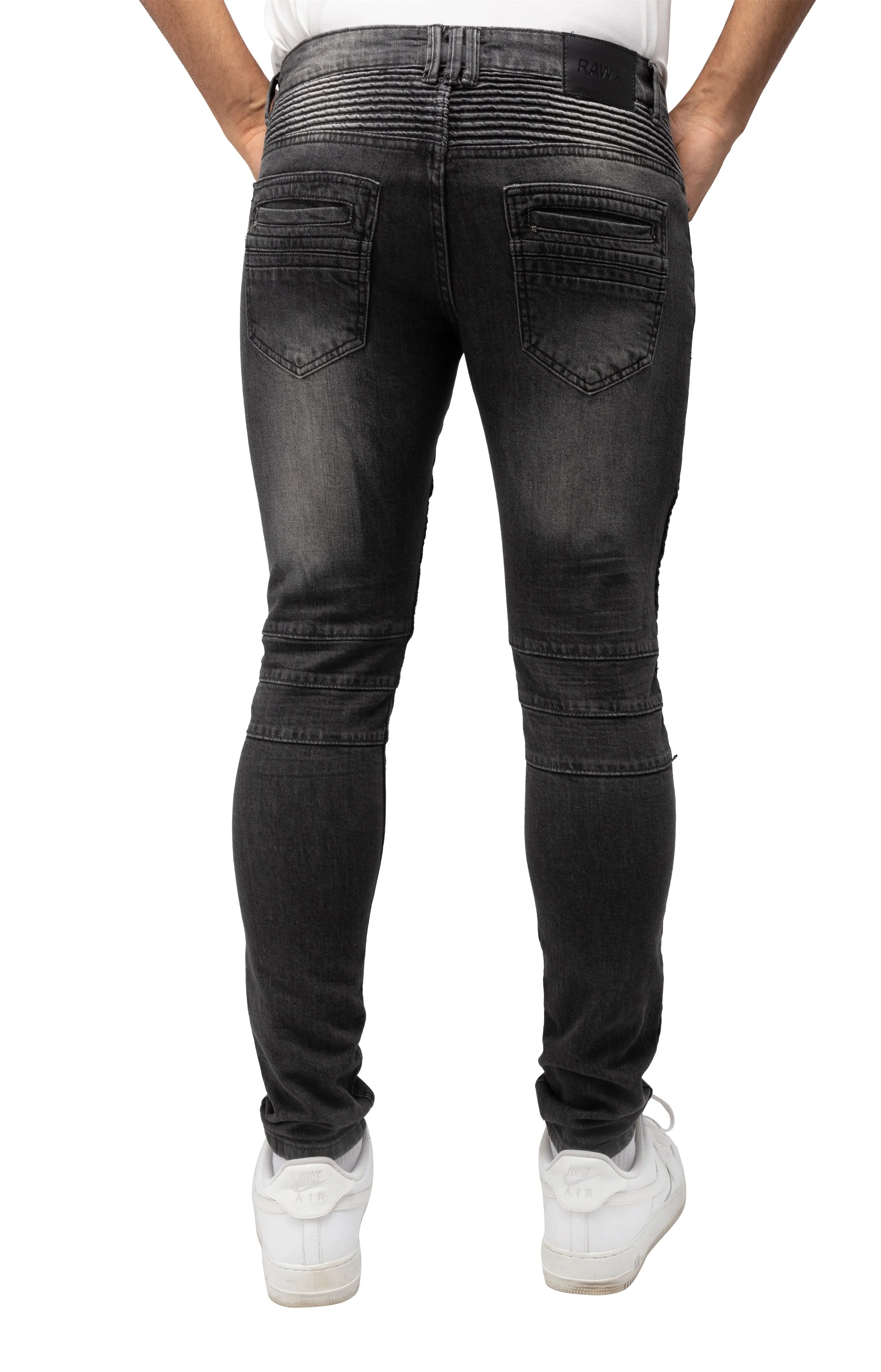 RAW X Men's Skinny Fit Flexible Moto Biker Jeans