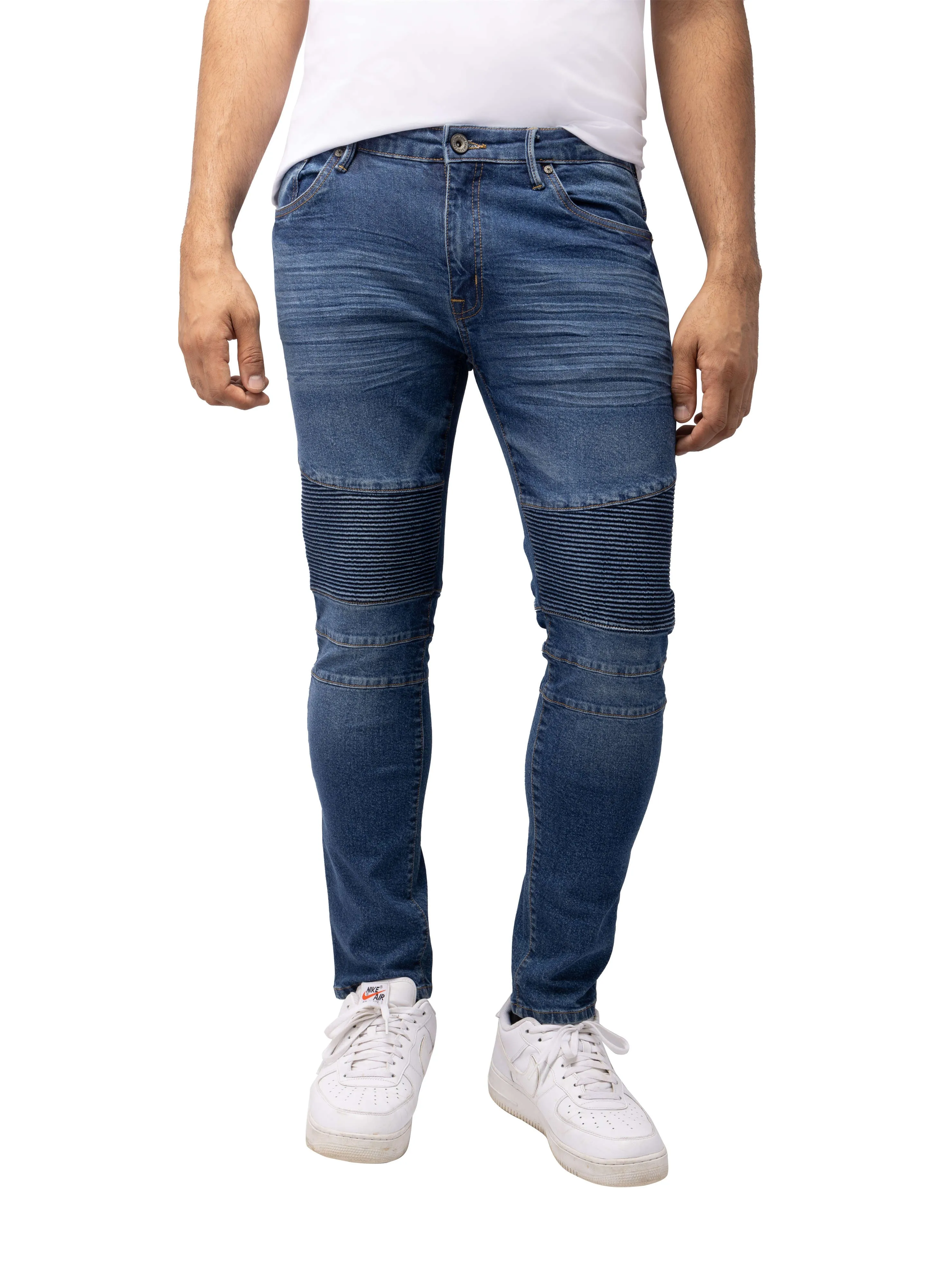 RAW X Men's Skinny Fit Flexible Moto Biker Jeans