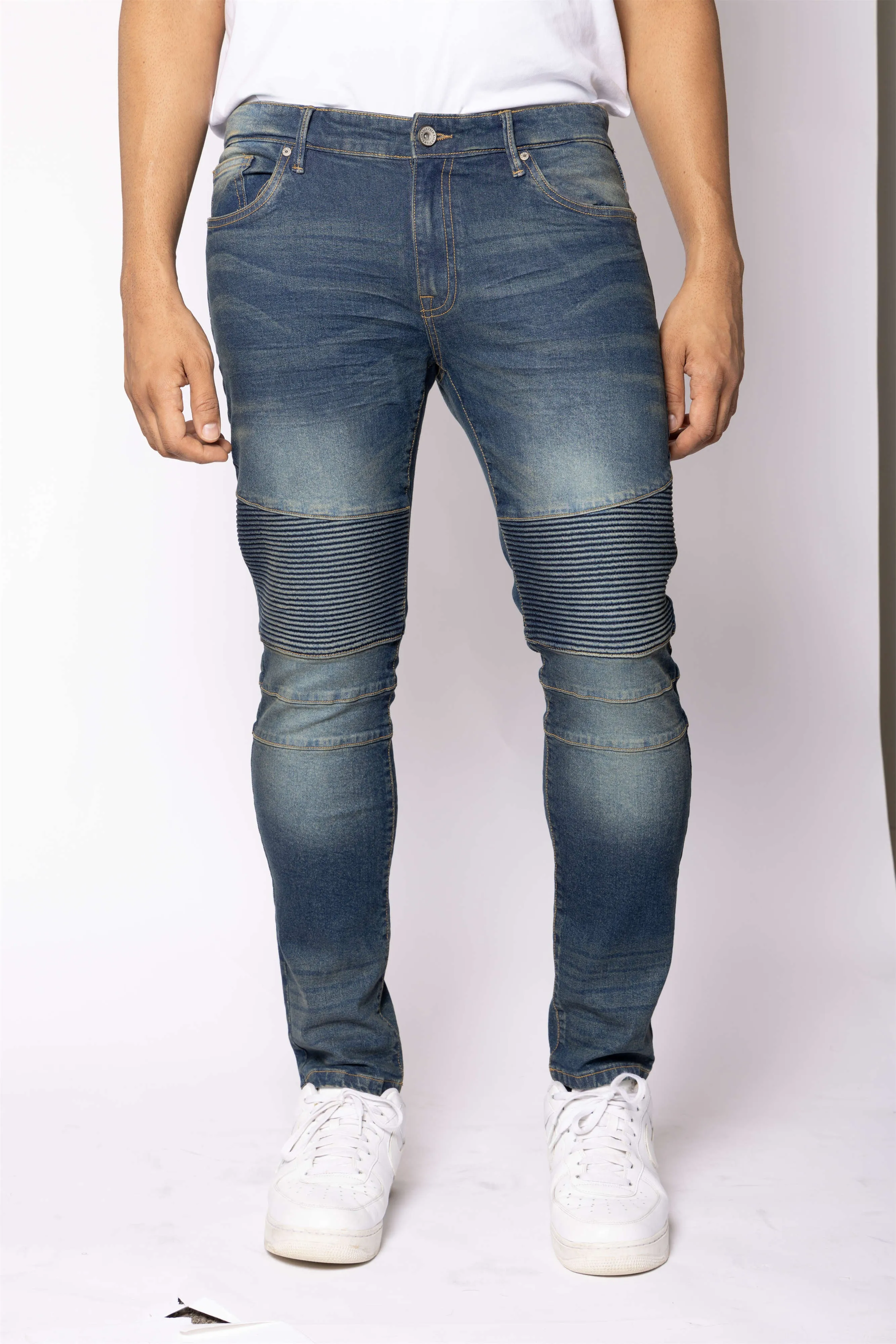 RAW X Men's Skinny Fit Flexible Moto Biker Jeans