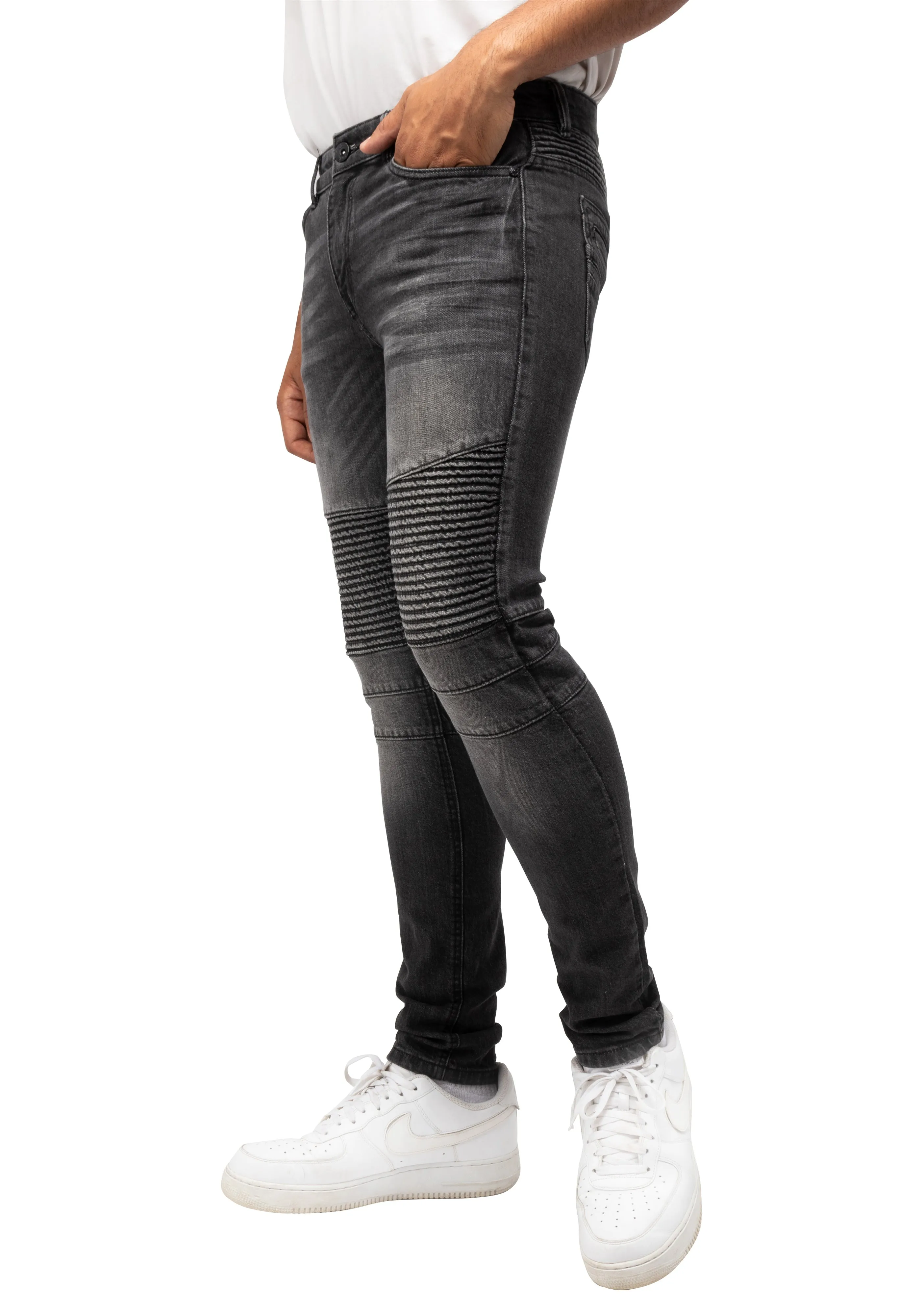 RAW X Men's Skinny Fit Flexible Moto Biker Jeans