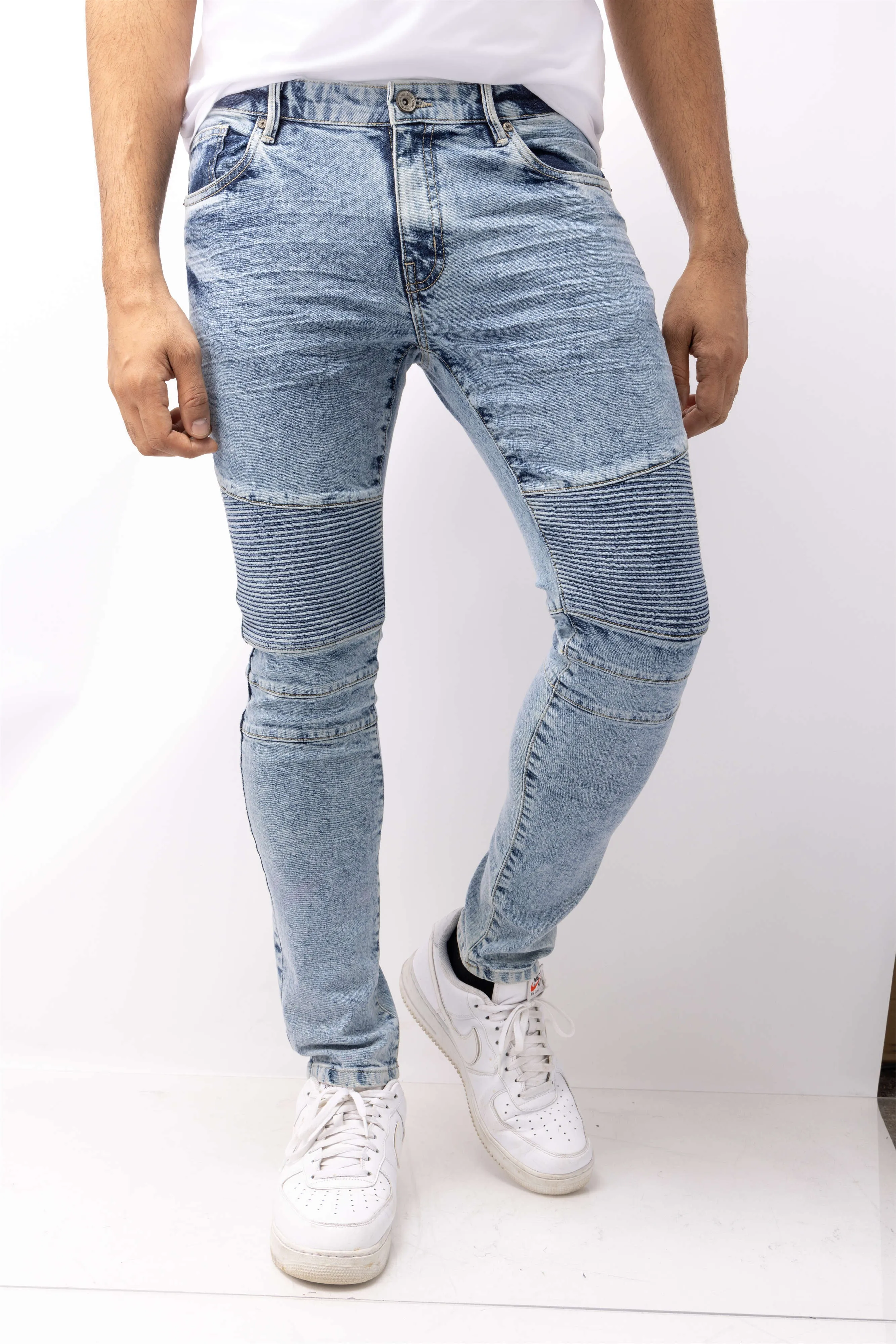 RAW X Men's Skinny Fit Flexible Moto Biker Jeans