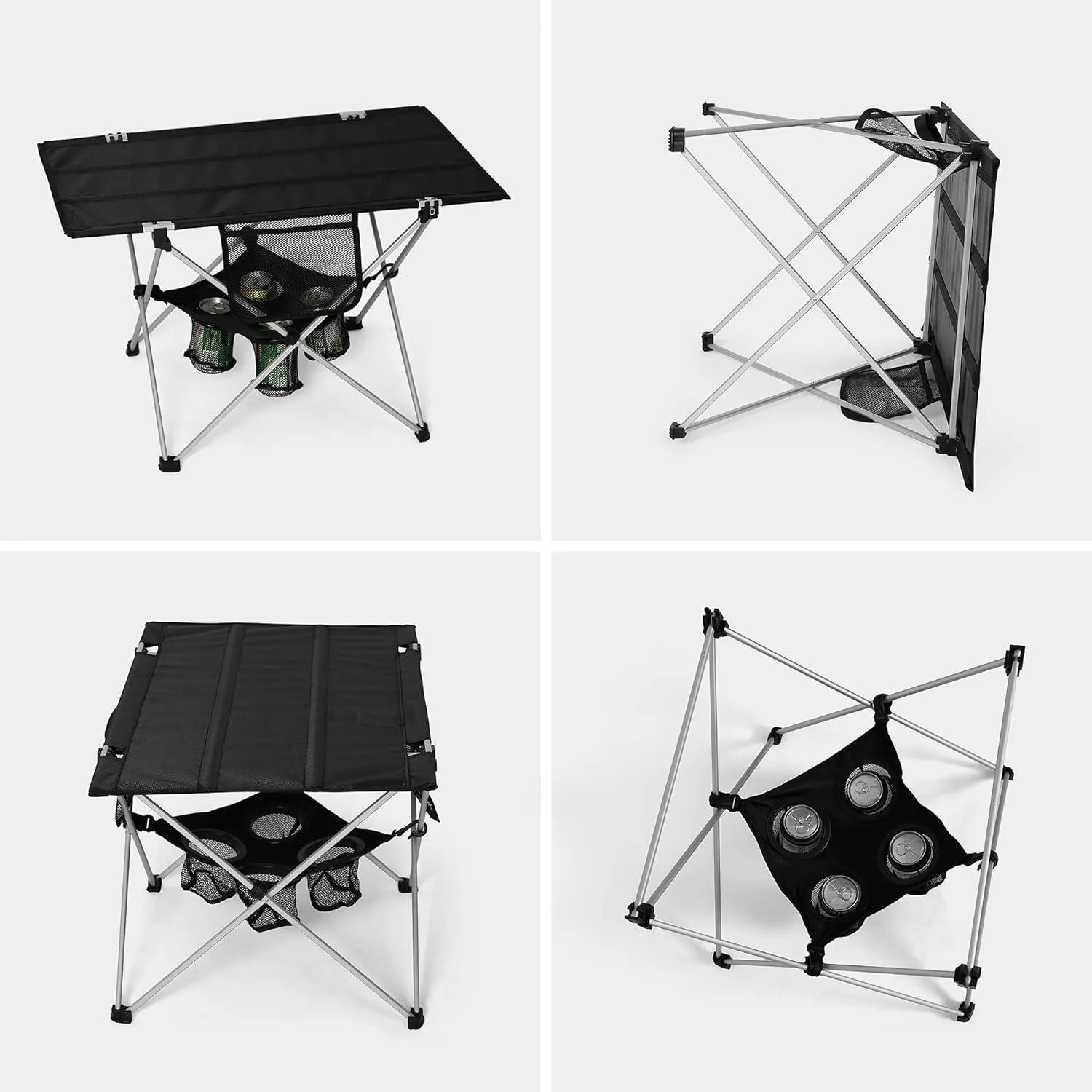 Rectangle Outdoor Table Portable Small Folding Camping Table with Cup Holder and Carry Bag