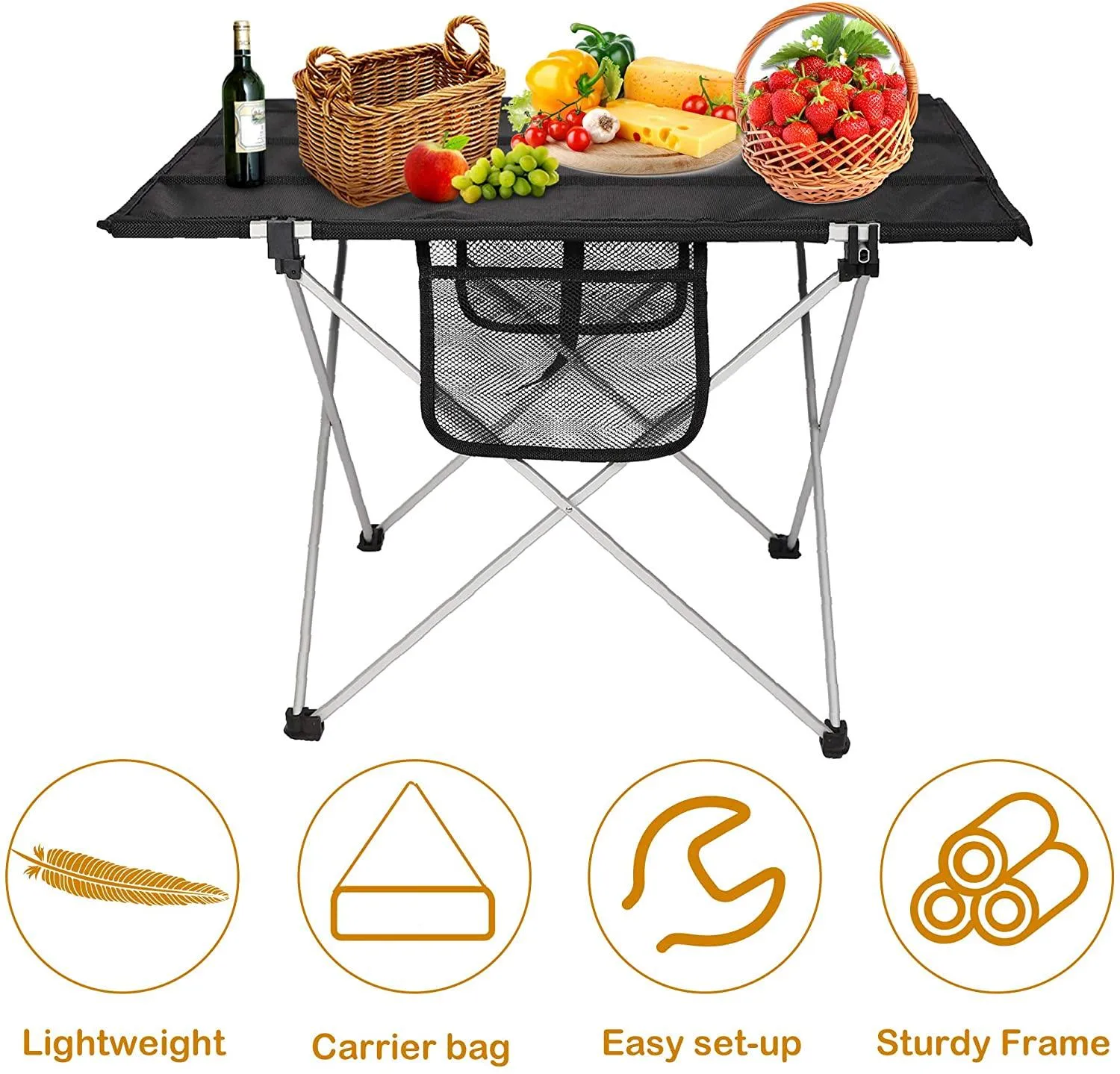 Rectangle Outdoor Table Portable Small Folding Camping Table with Cup Holder and Carry Bag