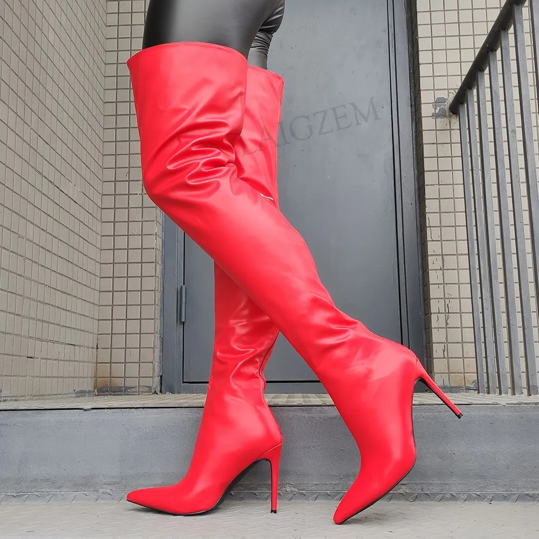 Red Boots Over Knee