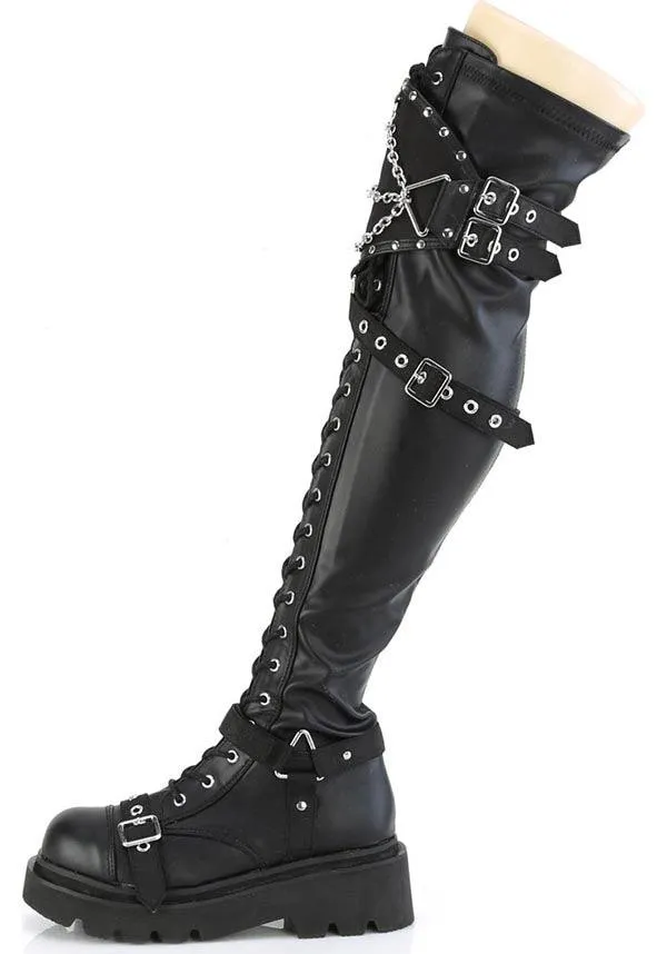 RENEGADE-320 [Black Stretch Vegan Leather] | BOOTS [PREORDER]