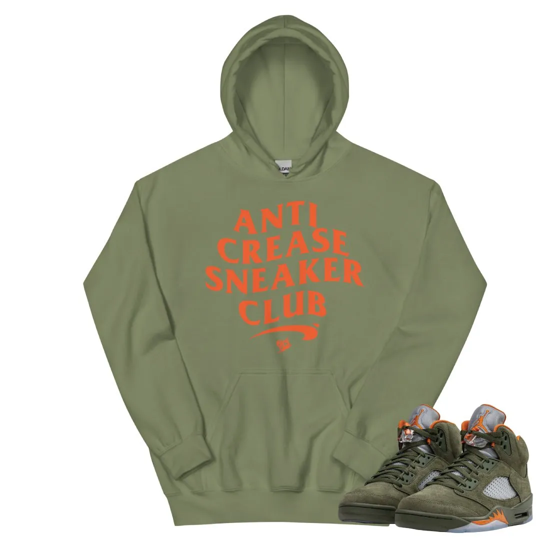 Retro 5 Olive/ Solar Orange "Anti Crease" Hoodie