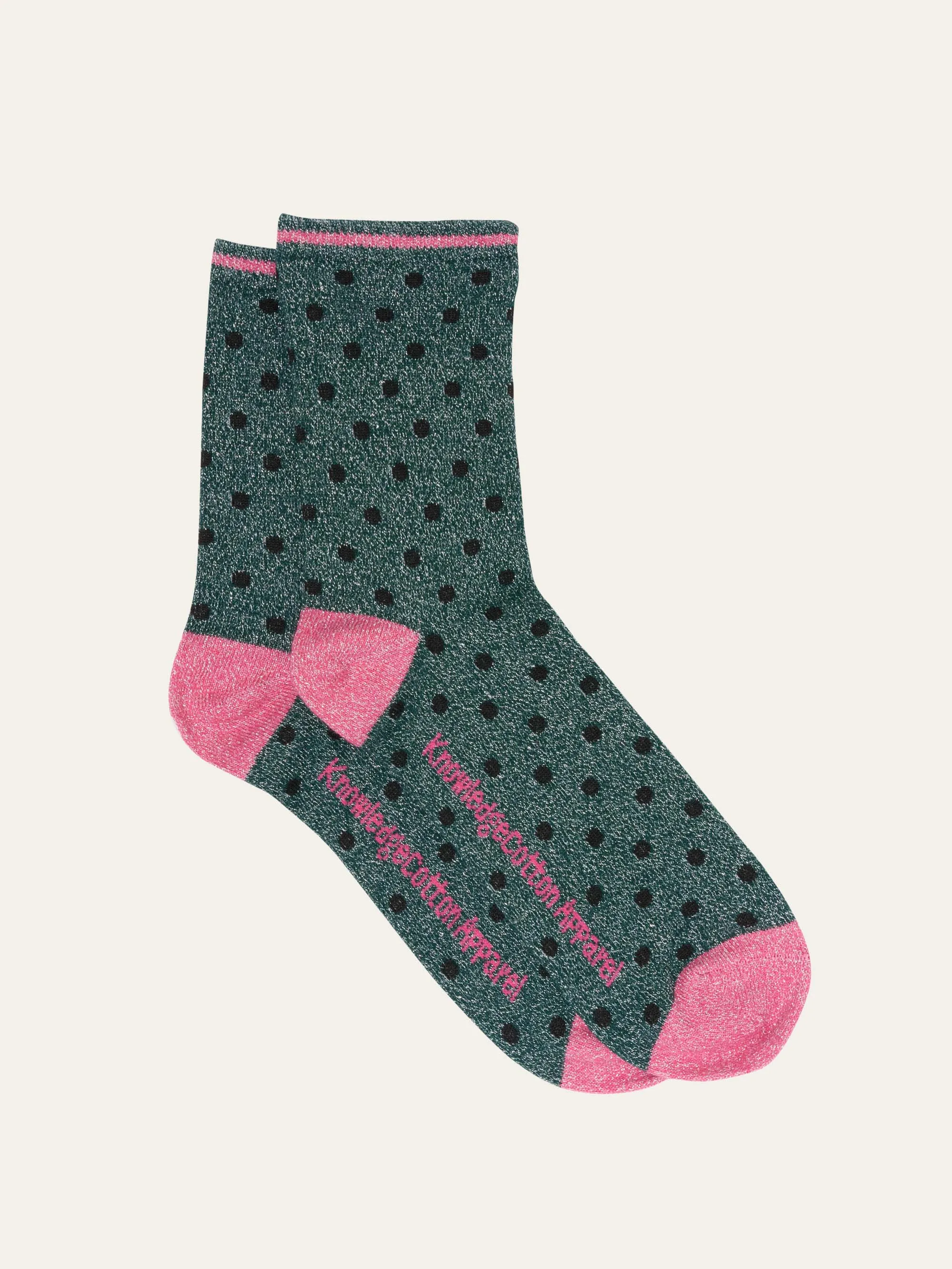 Single pack Lurex glitter dot socks - Trekking Green