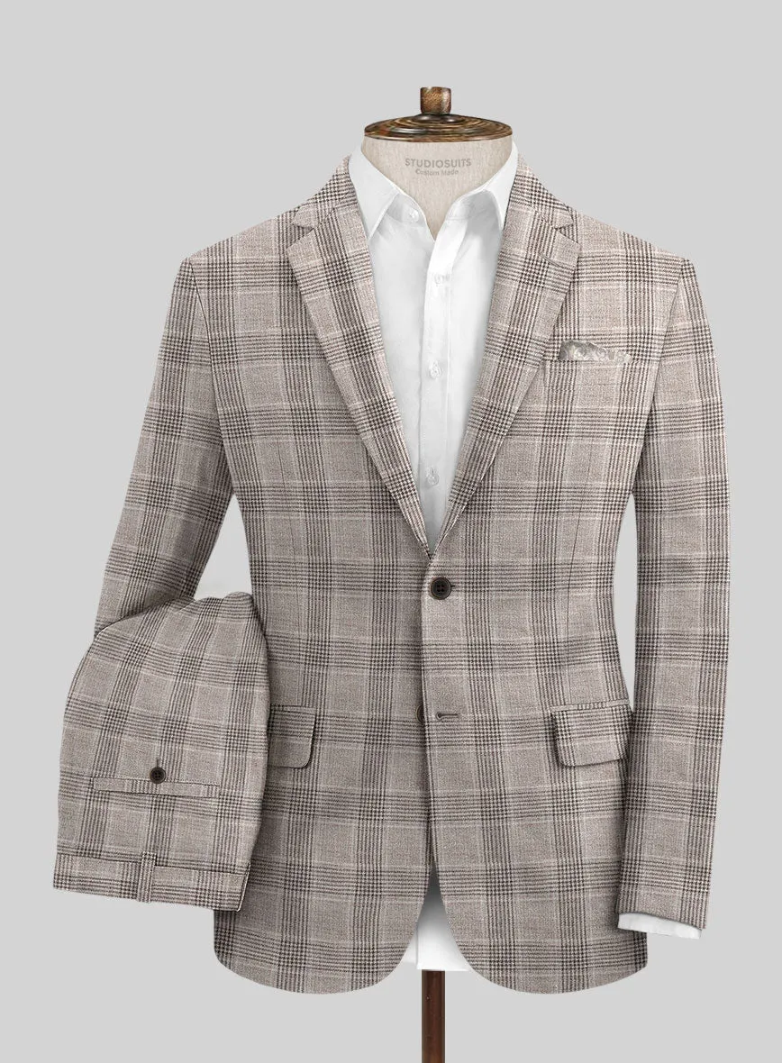 Solbiati Brown Checks Linen Suit