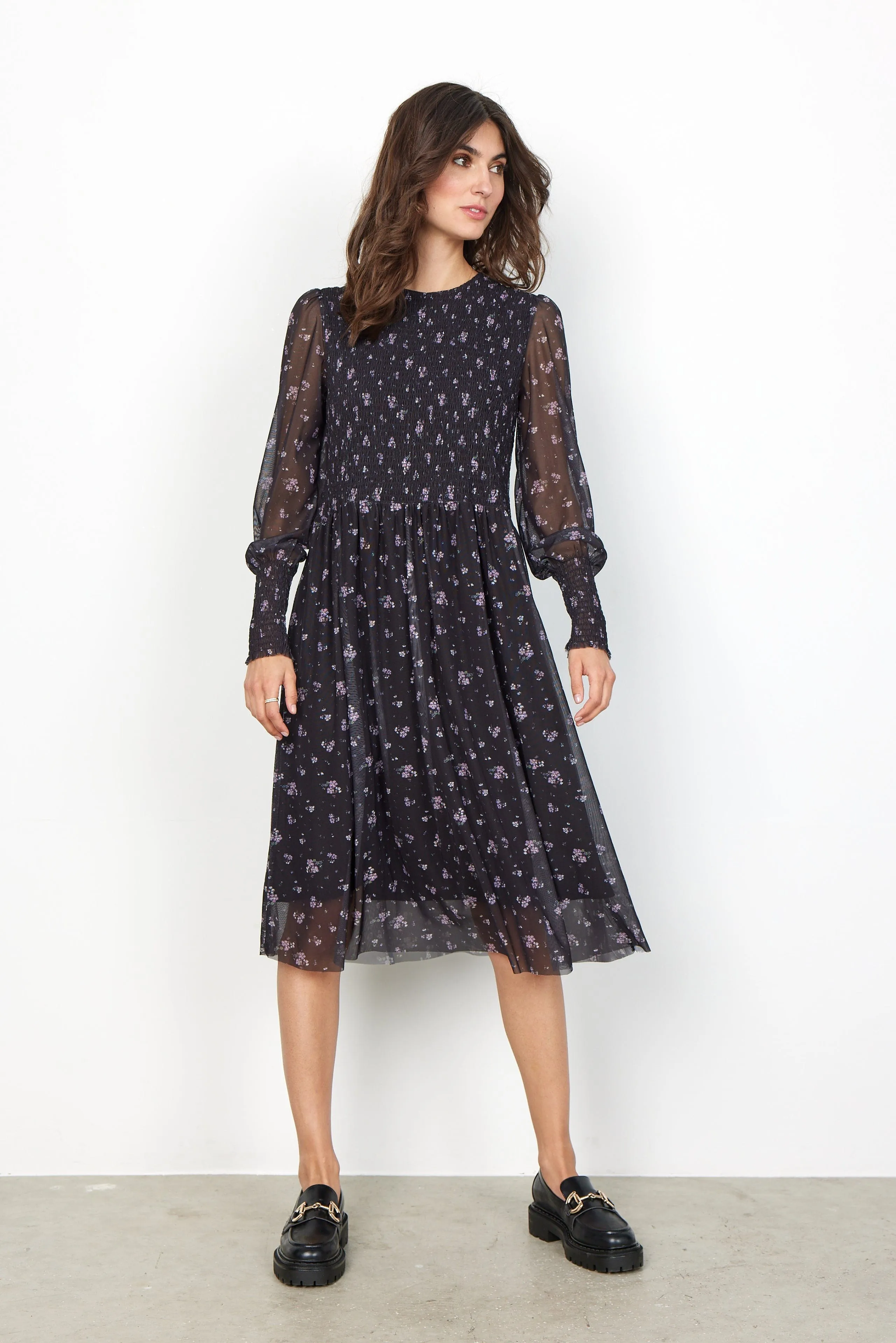 Soya Concept Smocked Midi Dress Floral