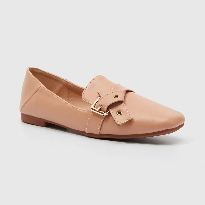 Square Toe Loafer Flats Pink