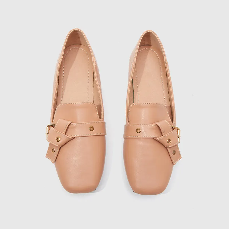 Square Toe Loafer Flats Pink