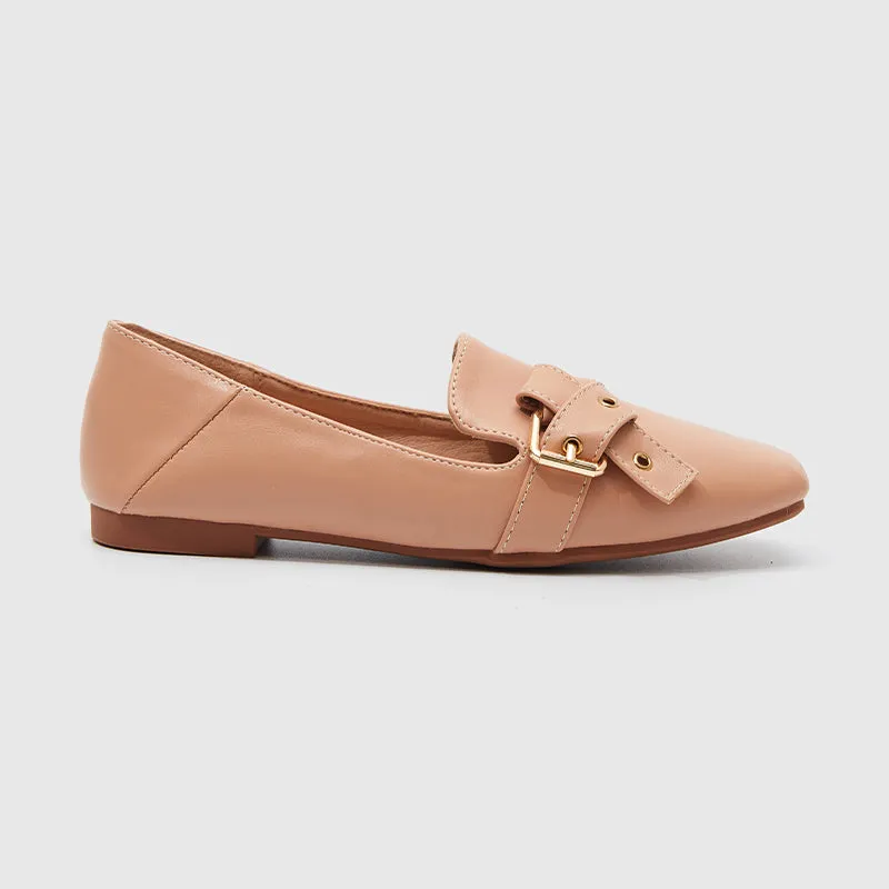 Square Toe Loafer Flats Pink