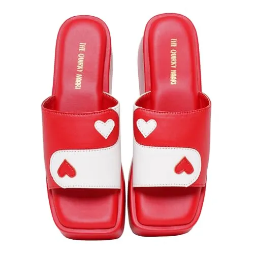 THE QUIRKY NAARI Yin Yang Platforms in Passionate Kiss Me Red Color | 6 UK