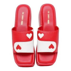 THE QUIRKY NAARI Yin Yang Platforms in Passionate Kiss Me Red Color | 6 UK