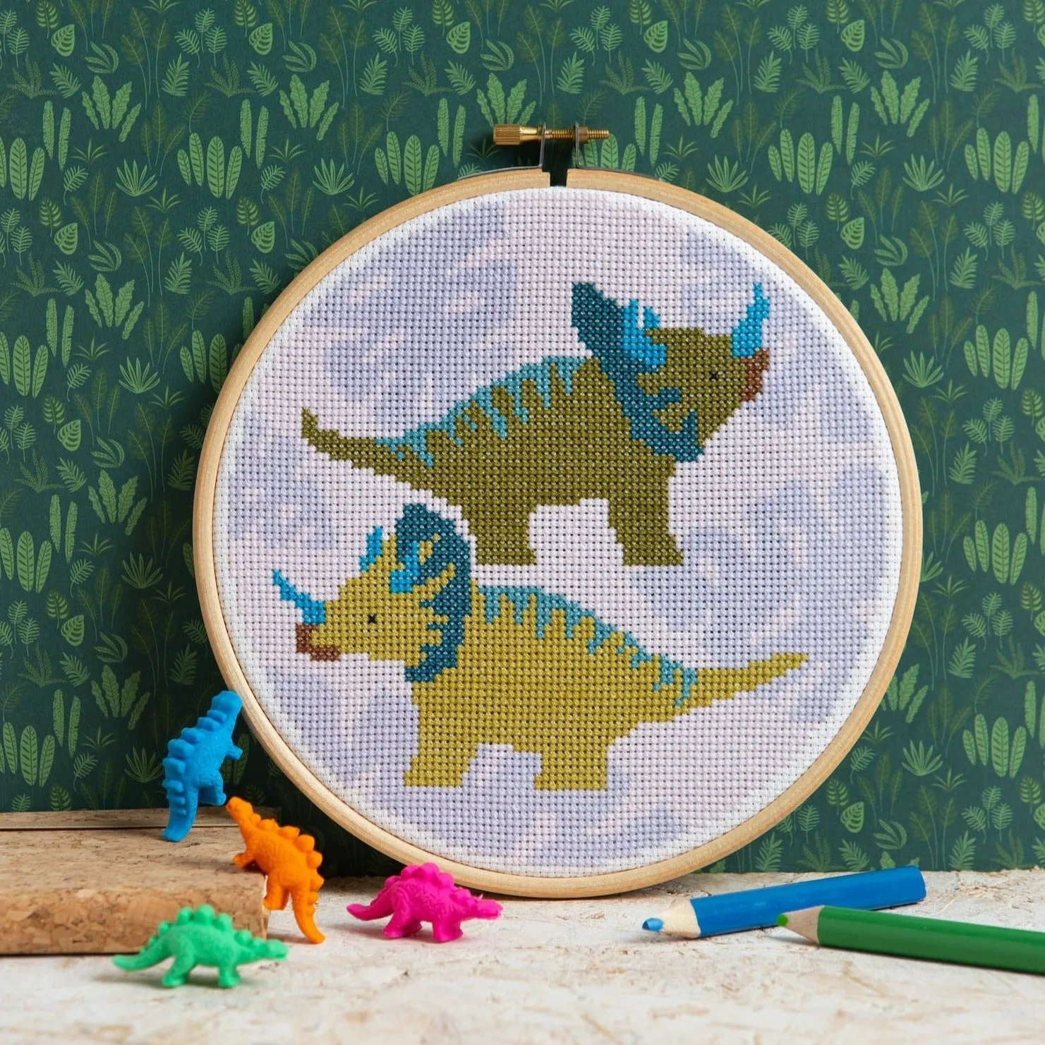 Triceratops Cross Stitch Kit