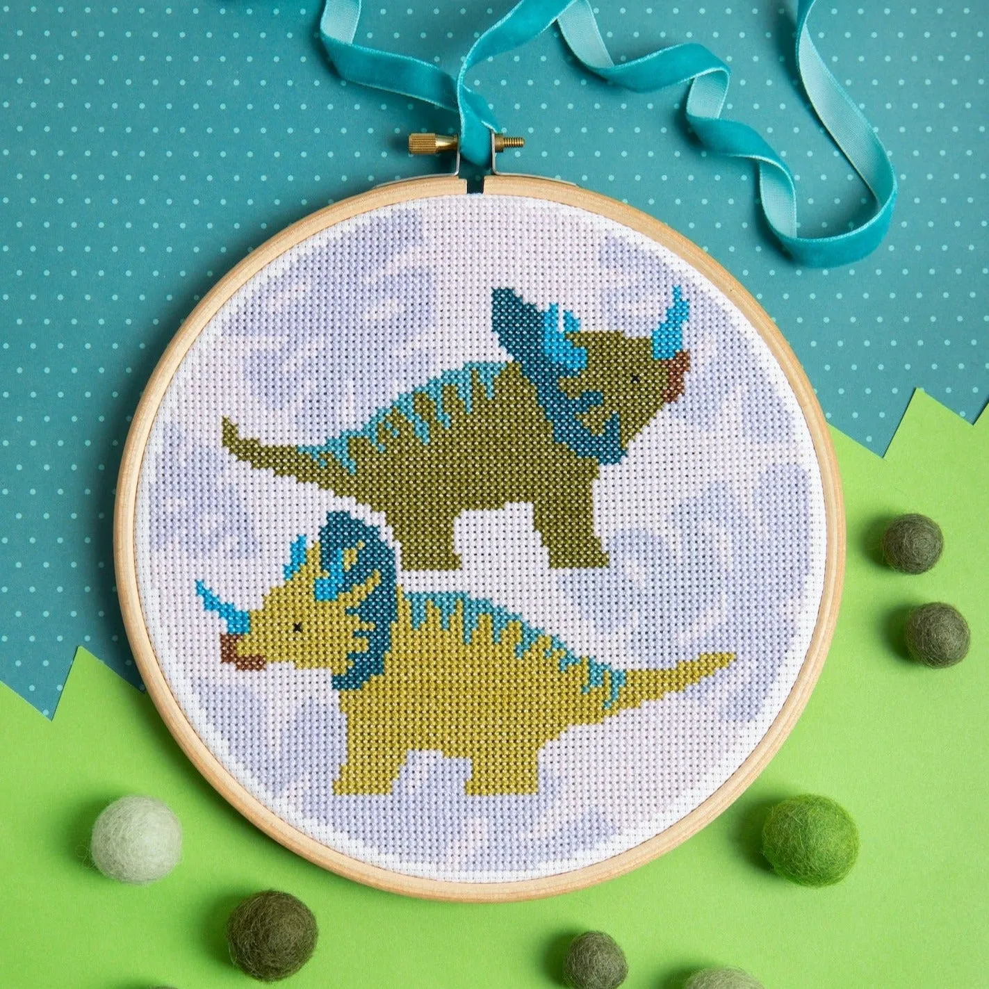 Triceratops Cross Stitch Kit