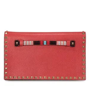 Valentino Rockstud Clutch Purse in Red