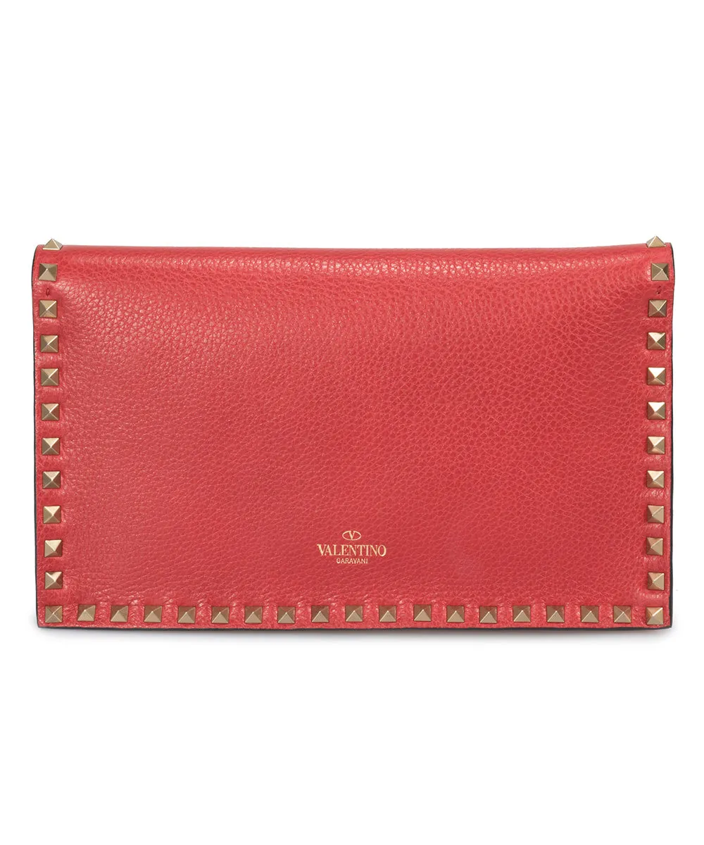 Valentino Rockstud Clutch Purse in Red