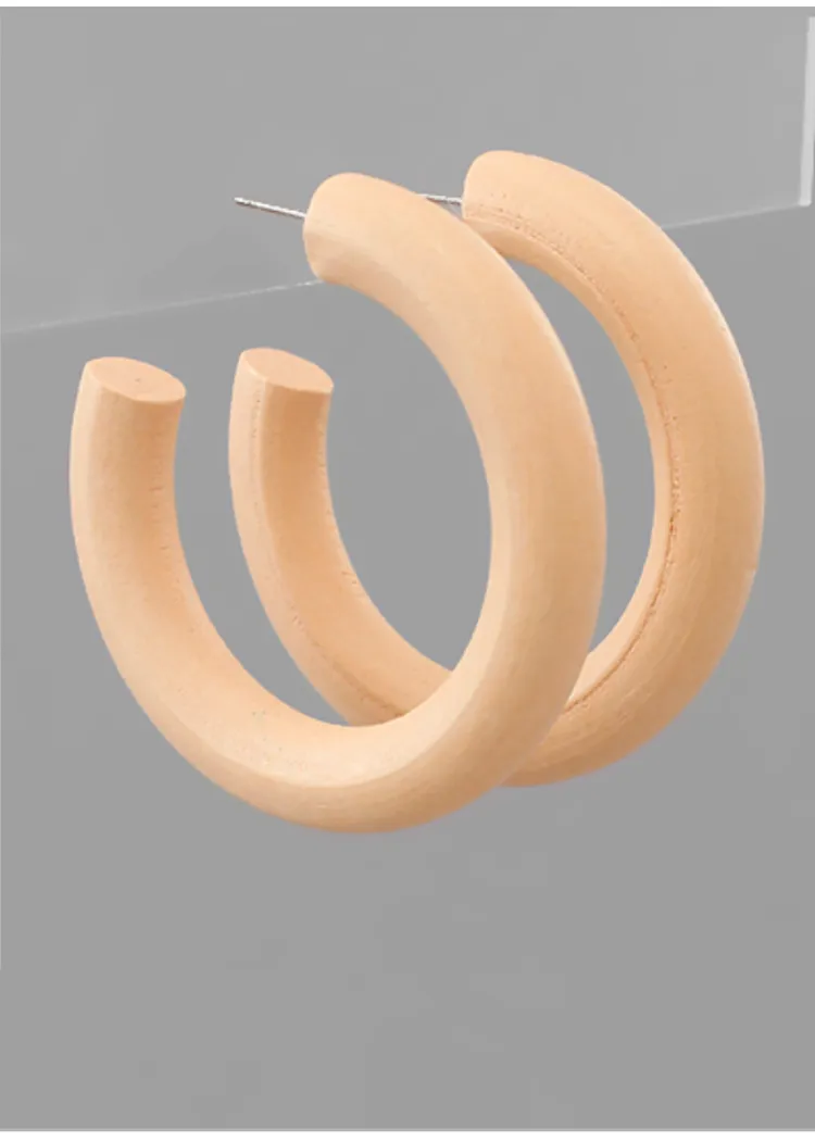 Vienna Colored Wood Hoops-Pink