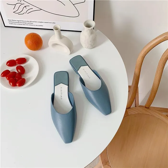 Vintage Aesthetic Sharp Nose Cut Elegant Slipper Sandals